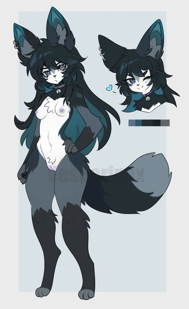 Goth Fox - ADOPT OPEN ✨ She is 80$! DM to claim 💛 SFW version included (Can a...