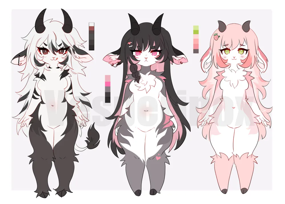 Goats - ADOPTS⭐ 50$ each! 1- Cow - goat Hybrid 2- Pink Goat 3- Strawberry Lam...