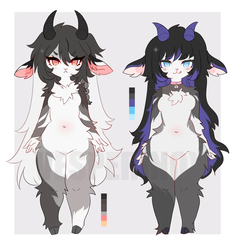Goats - ADOPTS ❤️ 50$ each! 1- Black and white Goat 2- Goth Goat -Small chang...