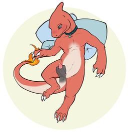 ambiguous_gender animal_genitalia anthro anus bed blush bodily_fluids collar ...