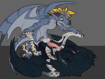 anal anal_penetration balls beak black_body black_feathers blue_body blue_sca...