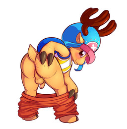 anthro anus backsack balls bent_over biped blush bottomwear bottomwear_down b...