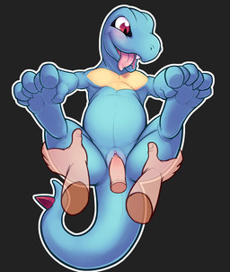 belly bestiality between_toes blue_body blue_skin blue_vulva blush bodily_flu...