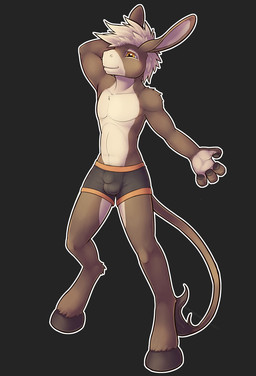 4_fingers anthro balls_outline biped black_background boxer_briefs brown_body...