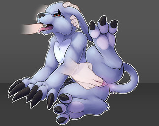 accessory anthro anus arm_support big_claws claws curling_toes digiphilia dig...