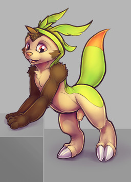 anthro bent_over buckteeth digitigrade flaccid foreskin genitals handpaw huma...