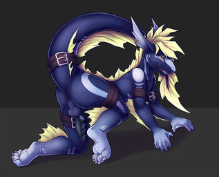 accessory all_fours anthro anus armband backsack balls belt butt claws erecti...