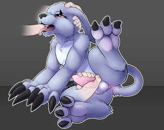 accessory anthro anus arm_support balls big_claws bodily_fluids butt claws cu...