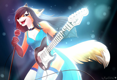 accessory anthro biped black_body black_fur black_hair blue_eyes breasts brow...
