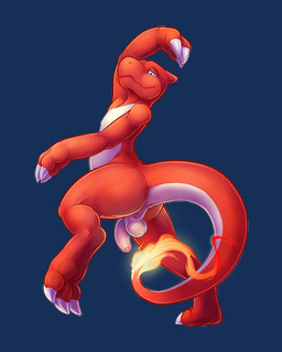 anthro anus balls blue_eyes casual_nudity claws dancing fire flaccid flaming_...