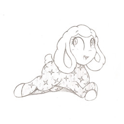 ambiguous_gender clothing feral lying on_front onesie open_mouth pajamas smil...