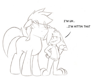 ambiguous_gender anthro duo feral male text denzeltip hasbro my_little_pony f...