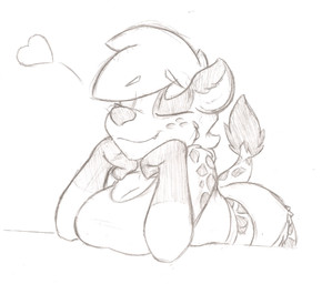 anthro breast_rest breasts clothed clothing female heart_symbol smile solo de...