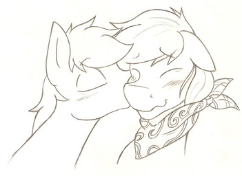 ambiguous_gender blush clothing duo eyes_closed feral kerchief kissing smile ...