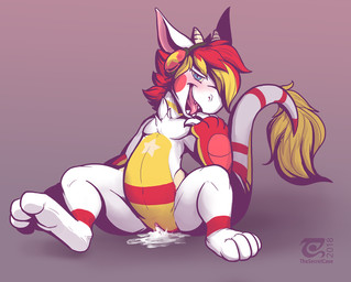anthro biped blonde_hair blue_eyes bodily_fluids claws cum cum_in_vagina cum_...