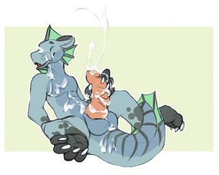 anthro autobukkake balls bodily_fluids cum cum_on_face cum_on_own_face cum_on...