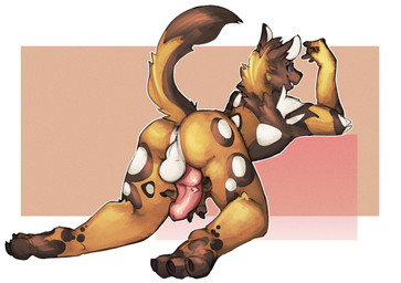 3_toes 4_fingers anthro anus backsack balls biped blue_eyes brown_body brown_...