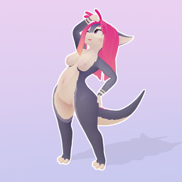 anthro breasts female front_view genitals hair inner_ear_fluff nipples non-ma...