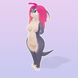 anthro breasts female front_view genitals hair inner_ear_fluff nipples non-ma...
