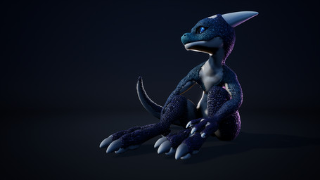 anthro biped black_background female horn mouth_closed multicolored_body mult...