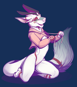 anthro bedroom_eyes biped bottomless clothed clothing drawyourfursona fur hal...