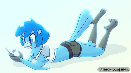 4_toes ambiguous_gender anisodactyl anthro avian_feet barefoot beak biped blu...