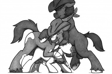 anal anal_penetration balls clothing cowboy_hat eyes_closed fellatio feral fe...