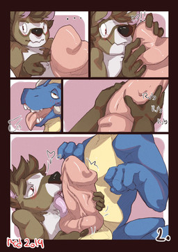 anthro anthro_on_feral bestiality blush duo feral genitals interspecies licki...