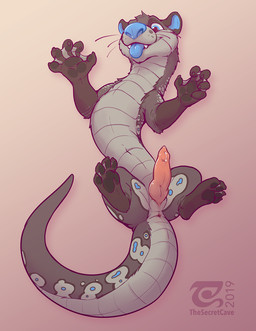 4_toes 5_fingers animal_genitalia anus blue_eyes blue_nose blue_tongue brown_...