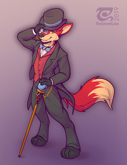 4_toes 5_fingers anthro black_nose classy clothed clothing dipstick_tail feet...