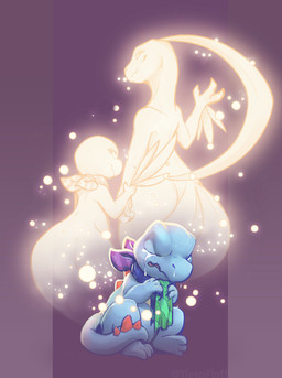 3_fingers 3_toes anthro arm_grab blue_body blue_scarf blue_skin bodily_fluids...