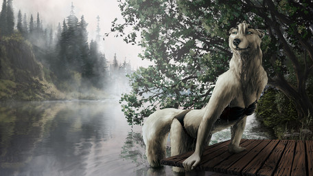 5_fingers anthro arm_support bikini biped black_clothing black_nose blue_eyes...