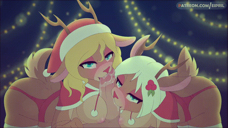 accessory anthro anthro_penetrated antlers big_breasts blonde_hair blue_eyes ...