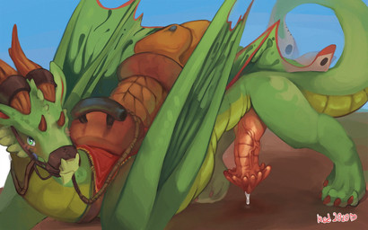 5_toes big_penis blue_eyes blush bodily_fluids bridle claws erection feet fer...