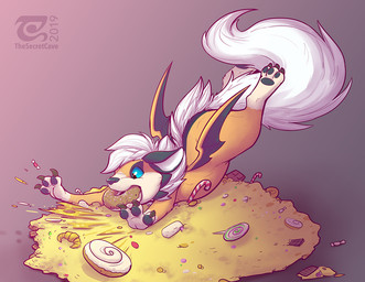 3_toes ambiguous_gender dessert doughnut feet feral food pastry solo tail toe...
