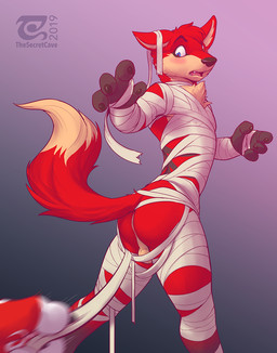 4_fingers ambiguous_gender anthro arm_wraps assisted_exposure backsack balls ...