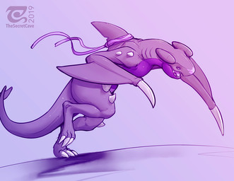 ambiguous_gender black_sclera claws digitigrade feral gills gradient_backgrou...