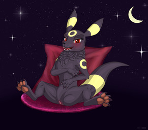 blush clitoris female feral front_view fur genitals lying paws red_eyes simpl...