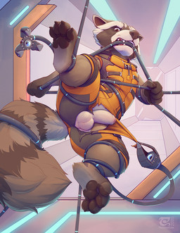 4_toes anthro balls bite brown_body brown_fur claws clothed clothing detailed...