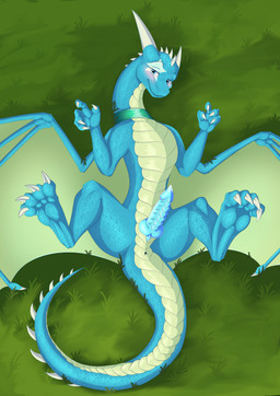 anus blue_body blue_eyes blue_penis blue_scales blush bodily_fluids claws dig...