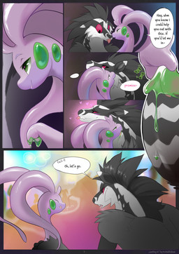 anthro dialogue female genitals group heart_eyes heart_symbol licking male ne...