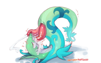 2_penises animal_genitalia animal_penis autofellatio bodily_fluids cum cum_dr...