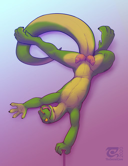 2_penises 4_fingers 5_toes animal_genitalia animal_penis anthro balancing bar...