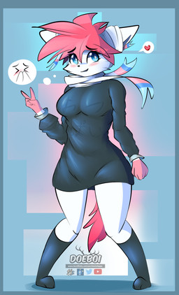 anthro anthrofied female pokemorph solo text kojisauce nintendo pokemon eevee...
