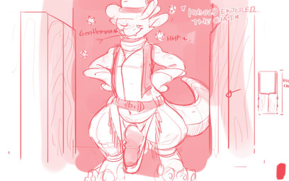 anthro barely_contained belt belt_buckle buckle claws clothing cowboy cowboy_...