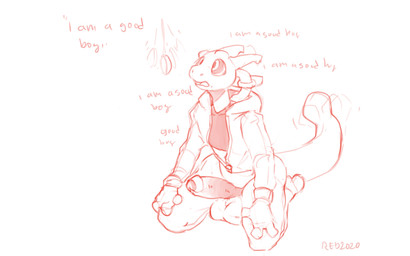 3_fingers anthro balls bottomless clothed clothing dialogue erection fingers ...