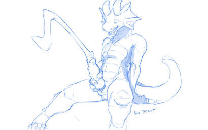 anthro bodily_fluids claws cum cumshot curved_horn ejaculation eyes_closed fi...