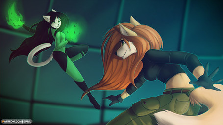 action_pose alternate_species angry anthro black_clothing black_gloves black_...