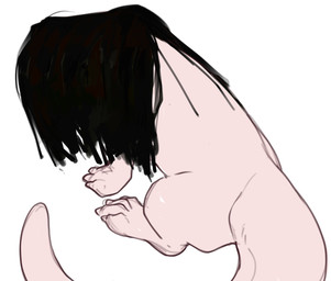 black_hair claws faceless_character feral hair hair_over_eye hair_over_eyes l...