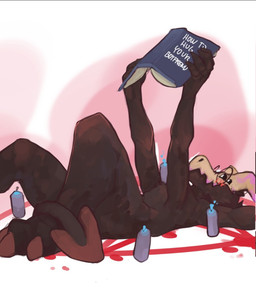 4_arms 4_eyes anthro black_body black_claws black_fur blue_fire blush bone bo...
